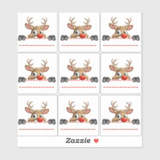 Rudolph Red Nose Reindeer Sticker labels シール