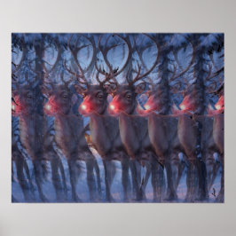 Rudolph Reindeer 3D Stereogram Christmas Scene  ポスター
