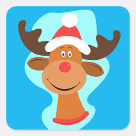 Rudolph the Red-Nosed Reindeer Moose in Santa Hat スクエアシール