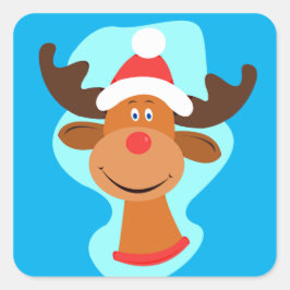 Rudolph the Red-Nosed Reindeer Moose in Santa Hat スクエアシール