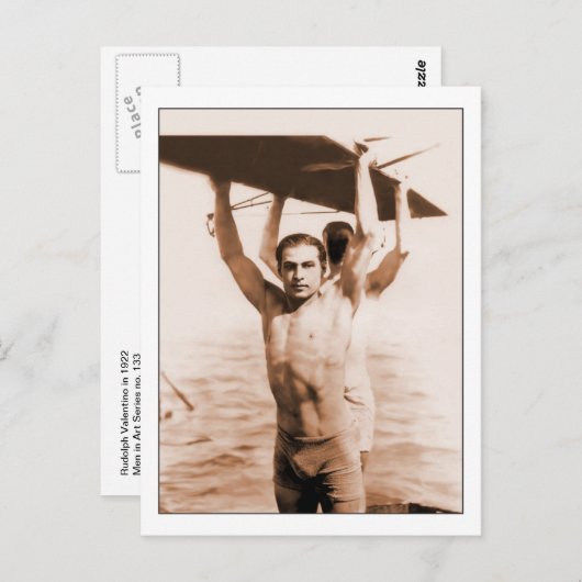 Rudolph Valentinoの水着ヴィンテージ写真 ポストカード (正面/裏面)