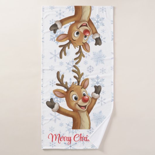 Rudolph with Blue Snowflakes  バスタオルセット (バスタオル)