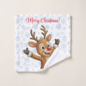 Rudolph with Blue Snowflakes  バスタオルセット (ウォッシュタオル)