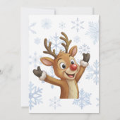 Rudolph with Blue Snowflakes Birthday Bash 招待状 (裏面)