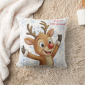Rudolph with Blue Snowflakes Reversible クッション (ブランケット)