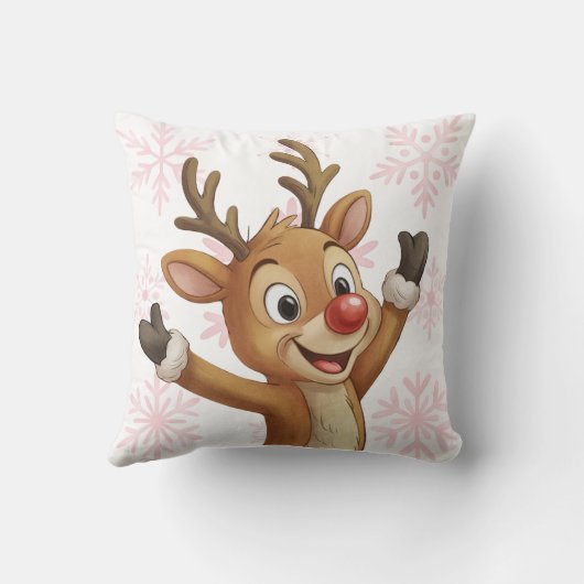 Rudolph with Blue Snowflakes Reversible クッション (裏面)