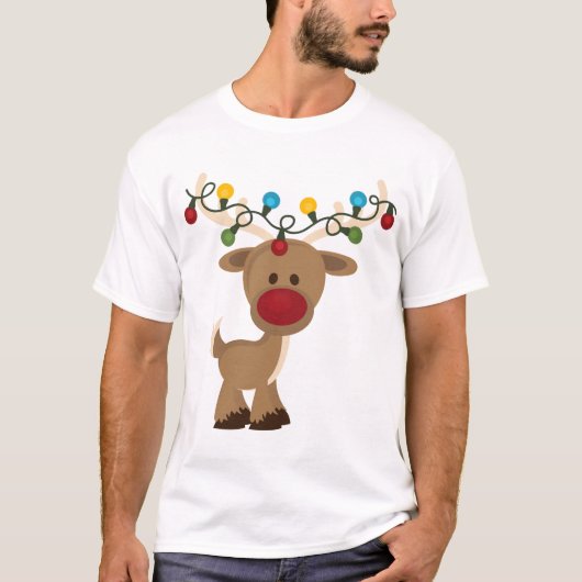 Rudolph_with_Christmas_Lightsシャツ Tシャツ (正面)