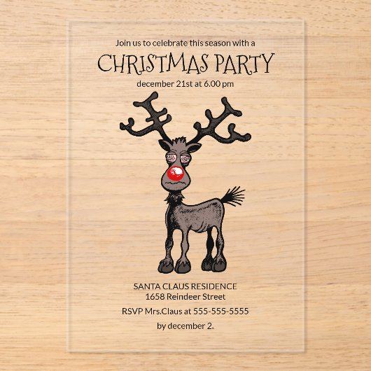 Rudolphs Fantastic Christmas Party アクリル招待状 (正面)