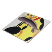 Rudyard Kからの口の魚を持つ猫、 タイル (側面)