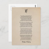 Rudyard Kiplingもしヴィンテージによる詩 ポストカード (正面/裏面)