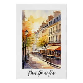 Rue à Montmartre quartier de Paris ポスター
