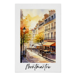 Rue à Montmartre quartier de Paris ポスター
