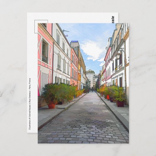Rue Cremieuxの色の家 – パリ ポストカード (正面/裏面)