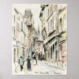Rue Damiette, Rouen (1884年頃) by Camille Pissarro ポスター