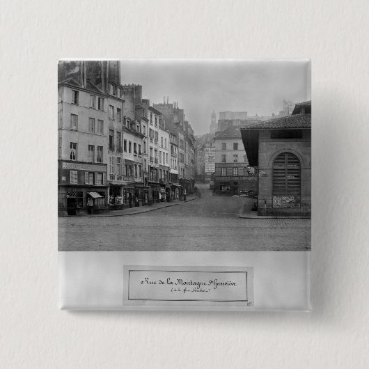 Rue de la Montagne Sainte-Genevieve、パリ 缶バッジ (正面)