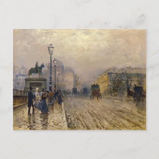 Rue de Paris with Carriages by Giuseppe de Nittis ポストカード (正面)