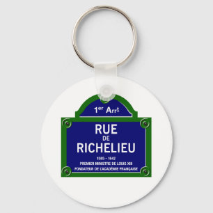 Rue de Richelieuのパリの道路標識 キーホルダー