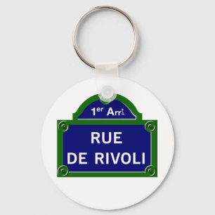 Rue de Rivoliのパリの道路標識 キーホルダー