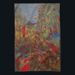 Rue Montorgueil with Flags by Claude Monet キッチンタオル<br><div class="desc">バスティル素晴らしデイパーティーに使用する画像！クロード・モネの旗で飾られたRue Montorgueilはヴィンテージ印象派のアートの街並み絵画である。フランスのパリ飾スでのフランスの展示のオープンに旗を持つ通りMontorgueil。アーティストについて：クロード・モネ(1840-1926)は印象派の運動の創始者であフランスのり絵画、その絵画の大部分は「空中に浮かぶ」（野外に浮かぶ）スタイル印象派の風景である。</div>