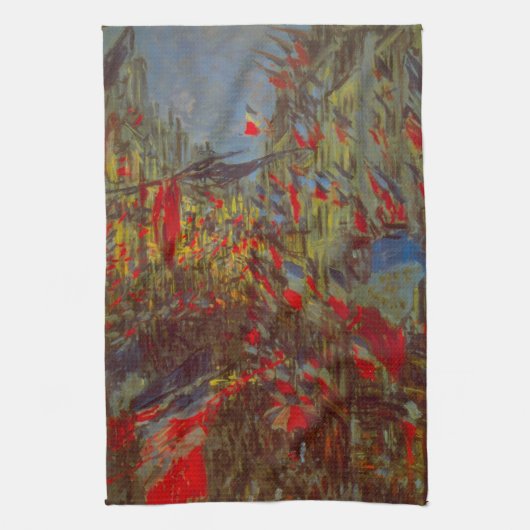 Rue Montorgueil with Flags by Claude Monet キッチンタオル (縦)