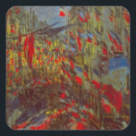Rue Montorgueil with Flags by Claude Monet スクエアシール<br><div class="desc">バスティル素晴らしデイパーティーに使用する画像！クロード・モネの旗で飾られたRue Montorgueilはヴィンテージ印象派のアートの街並み絵画である。フランスのパリ飾スでのフランスの展示のオープンに旗を持つ通りMontorgueil。アーティストについて：クロード・モネ(1840-1926)は印象派の運動の創始者であフランスのり絵画、その絵画の大部分は「空中に浮かぶ」（野外に浮かぶ）スタイル印象派の風景である。</div>