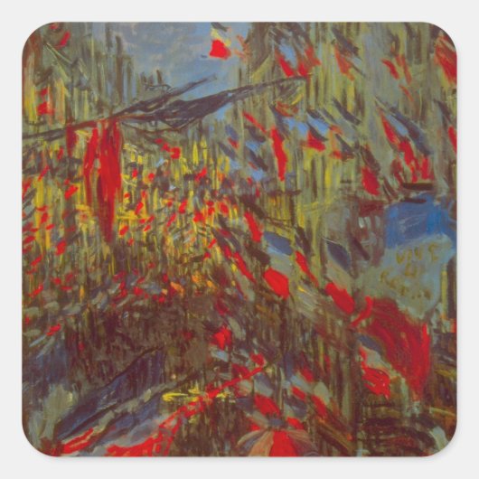 Rue Montorgueil with Flags by Claude Monet スクエアシール (正面)
