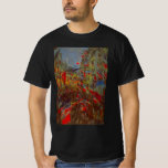 Rue Montorgueil with Flags by Claude Monet Tシャツ<br><div class="desc">バスティル素晴らしデイパーティーに使用する画像！クロード・モネの旗で飾られたRue Montorgueilはヴィンテージ印象派のアートの街並み絵画である。フランスのパリ飾スでのフランスの展示のオープンに旗を持つ通りMontorgueil。アーティストについて：クロード・モネ(1840-1926)は印象派の運動の創始者であフランスのり絵画、その絵画の大部分は「空中に浮かぶ」（野外に浮かぶ）スタイル印象派の風景である。</div>