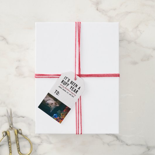 Ruff Year 2020クリスマスペット犬の写真 ギフトタグ (より糸付き)