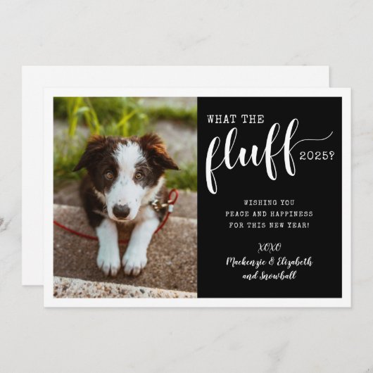 Ruff Year 2025 What the Fluffおもしろい犬写真 シーズンカード (正面/裏面)