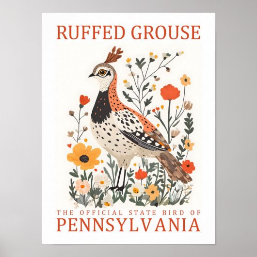 Ruffed Grouse Bird of Pennsylvania Travel ポスター (正面)