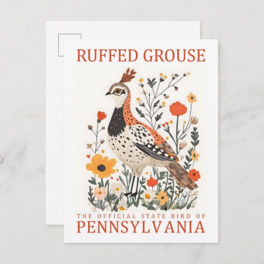 Ruffed Grouse Bird of Pennsylvania Travel ポストカード (正面/裏面)