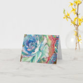 Ruffled Echeveria Watercolor by DLB Card カード (黄色い花)