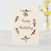 Rufousハチドリのバースデー・カード カード (黄色い花)