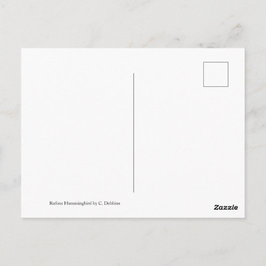 Rufous Hummingbird ポストカード (裏面)