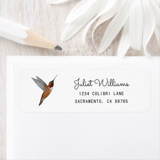 Rufous Hummingbird Return Address Label ラベル (インサイチュ)