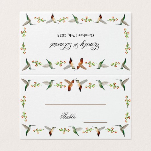 Rufous Hummingbirds Wedding Place Cards (外部フラット)