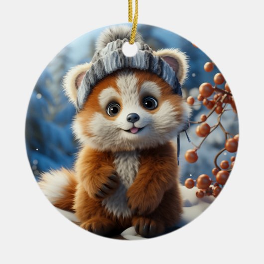 Rufus – 愛らしい赤いパンダ セラミックオーナメント (正面)