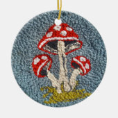 rug hooked design mushrooms ornament セラミックオーナメント (正面)