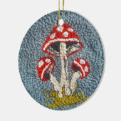 rug hooked design mushrooms ornament セラミックオーナメント (左)