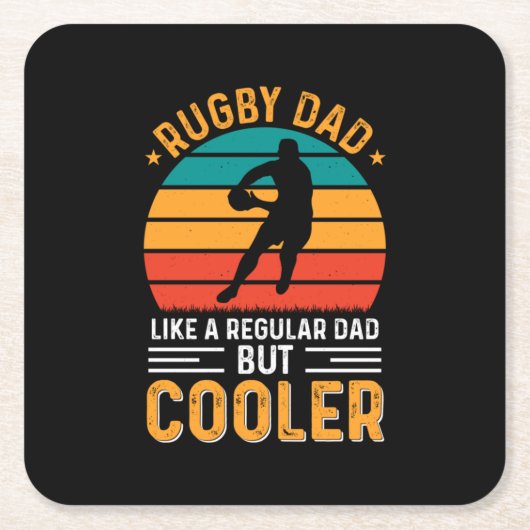 Rugby Dad スクエアペーパーコースター (正面)