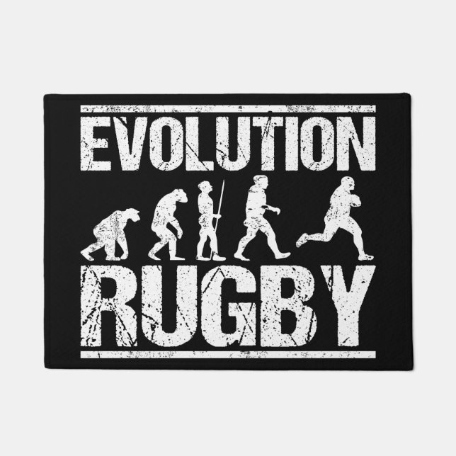 Rugby Evolution Monkeys Grunge for Rugby Player ドアマット (正面)
