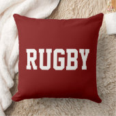 RUGBY Fun 70s Athletic White Text On Bold Deep Red クッション (ブランケット)