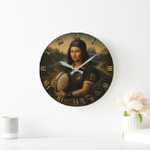 Rugby Funny Mona Lisa Sports Gift ラージ壁時計 (ホーム)