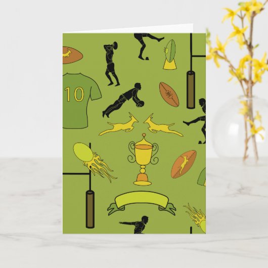 Rugby game are on カード (黄色い花)