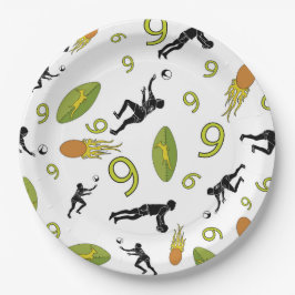 Rugby game are on ペーパープレート