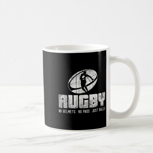 Rugby No Helmet No Pads Just Shirt - Funny Rugby Q コーヒーマグカップ (右)