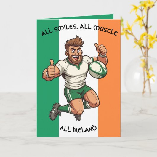 Rugby Player Leaping カード (黄色い花)