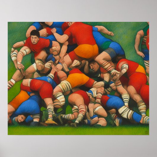 Rugby Ruck - Art On Canvas Print ポスター (正面)