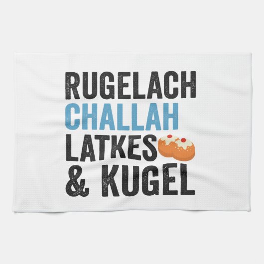 Rugelach Challah Latke & Kugel Hanukkah食おもしろいべ物 キッチンタオル (横)