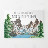  ruggedな雪に覆われた山 | イラストのウェディング 三つ折り招待状 (カバー)